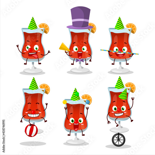 Cartoon character of cosmopolitan cocktail with various circus shows