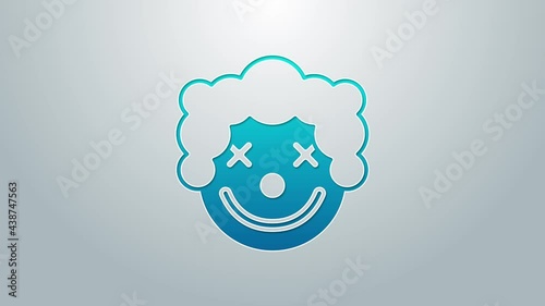 Wallpaper Mural Blue line Clown head icon isolated on grey background. 4K Video motion graphic animation Torontodigital.ca