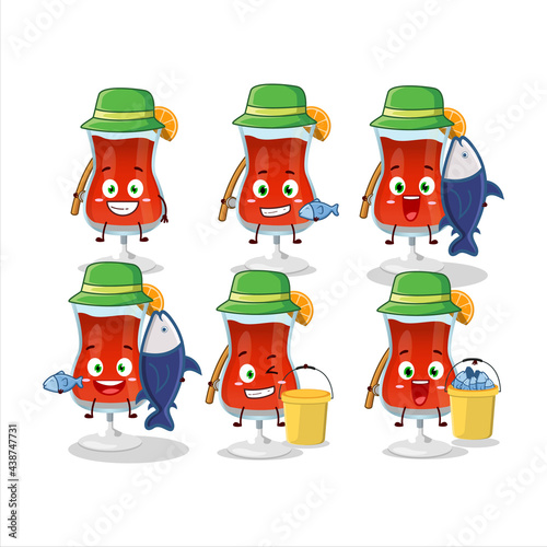 A fisherman cosmopolitan cocktail cartoon picture catch a big fish
