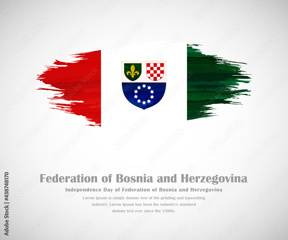 Naklejka premium Abstract brush painted grunge flag of Federation of Bosnia and Herzegovina country for Independence day