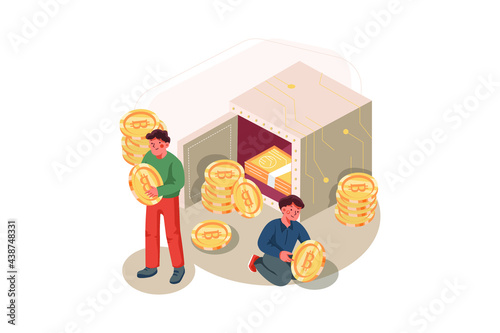 Proof of Stake (POS) Illustration concept for Blockchain Technology. Flat illustration isolated on white background.