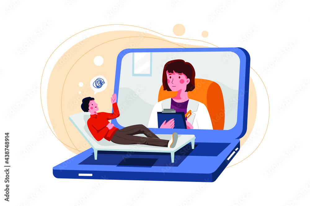 Online Doctor Consultation Illustration Concept. Flat illustration isolated on white background.