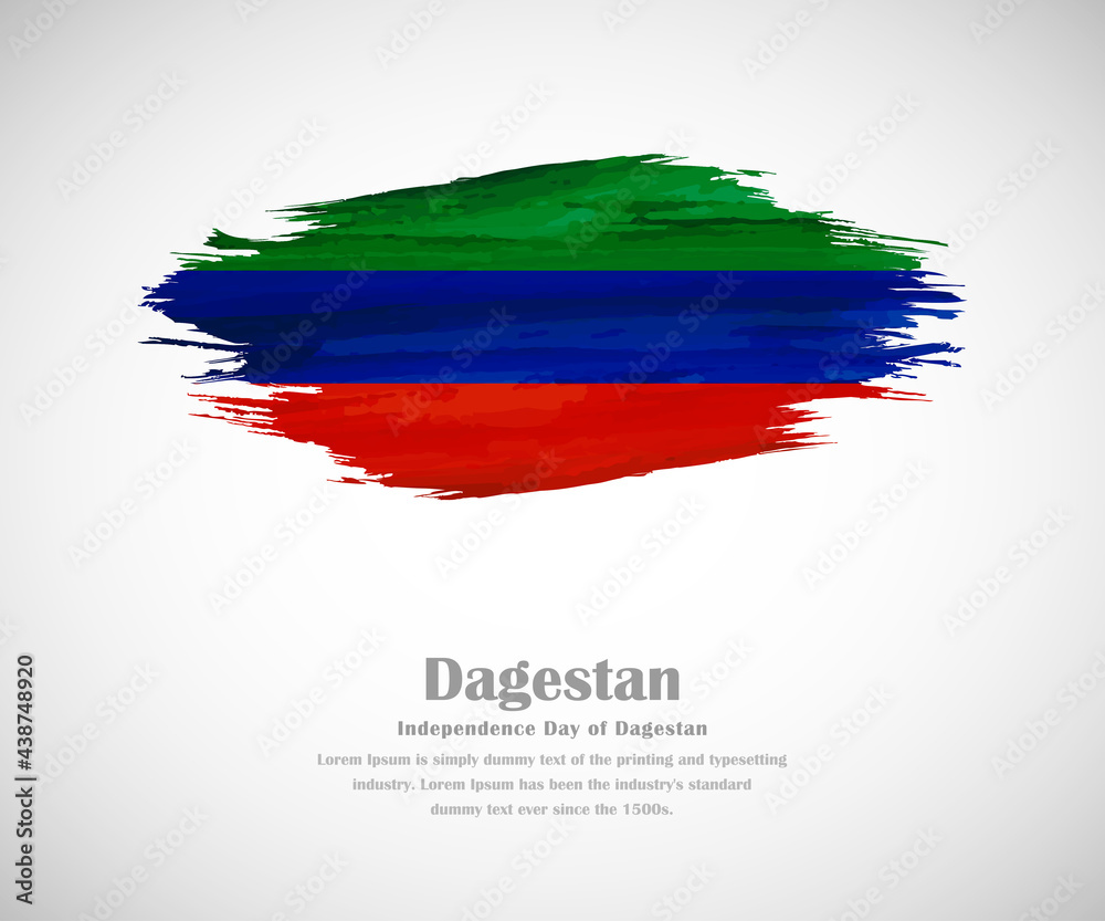 Fototapeta premium Abstract brush painted grunge flag of Dagestan country for Independence day