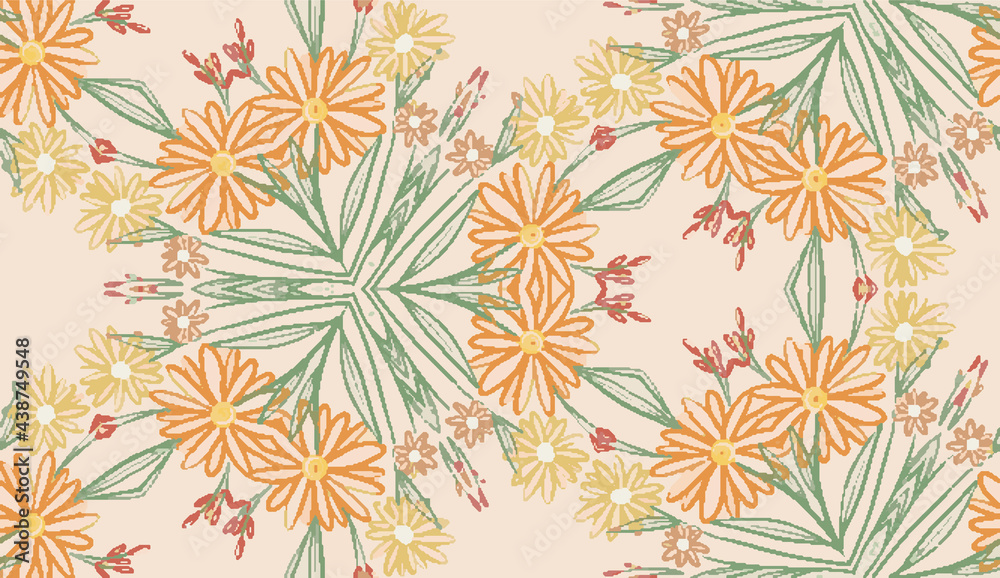 Abstract geometric flower design. Repeated seamless pattern for textile, wallpaper, wrapping paper, prints, surface design, inlay, parquet, web background or another accent etc. Abstract geometric flower design. Repeated seamless pattern for textile, wallpaper, wrapping paper, prints, surface design, inlay, parquet, web background or another accent etc.