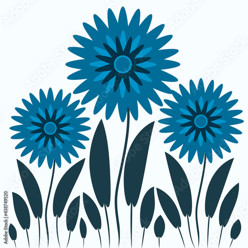 Abstract illustration on a square background - stylized flowers - graphics. Fabulous plant world. Surreal.
