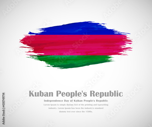 Abstract brush painted grunge flag of Kuban Peoples Republic country for Independence day