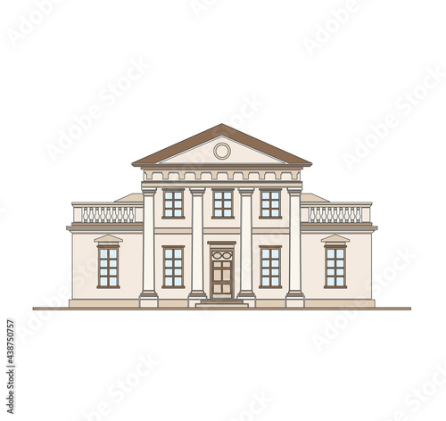 DRAWING OF HISTORICAL BUILDINGS OF VENICE, ANCIENT ITALIAN ARCHITECTURE IN GOTHIC AND NEOCLASSIC STYLE