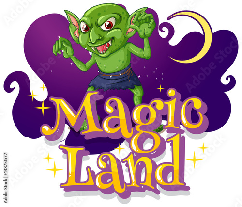 Magic Land font with a goblin cartoon character