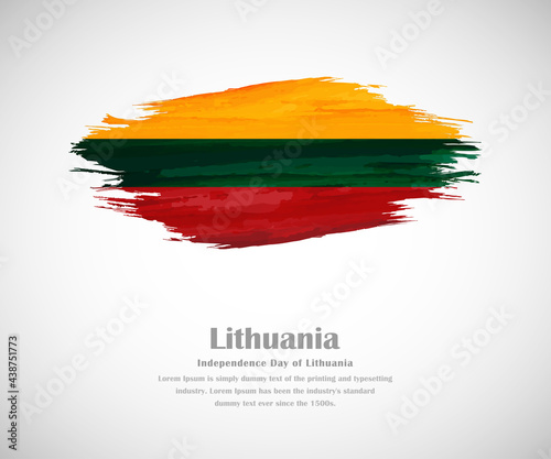 Abstract brush painted grunge flag of Lithuania country for Independence day