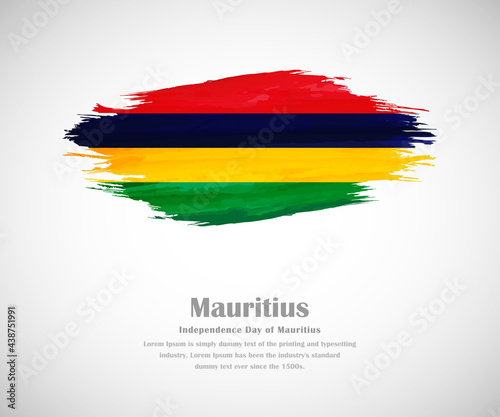 Abstract brush painted grunge flag of Mauritius country for Independence day