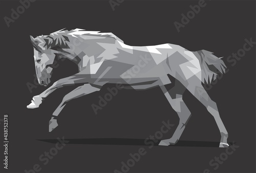 Horse Running in WPAP Style. black and white. gooding for t-sihrt design, printing, wall decoration, etc. eps file