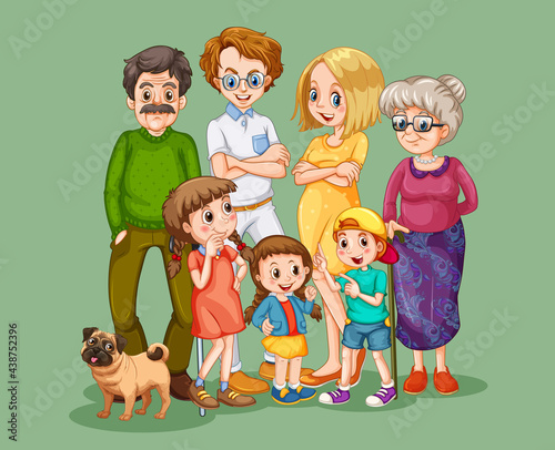 Happy family member cartoon character