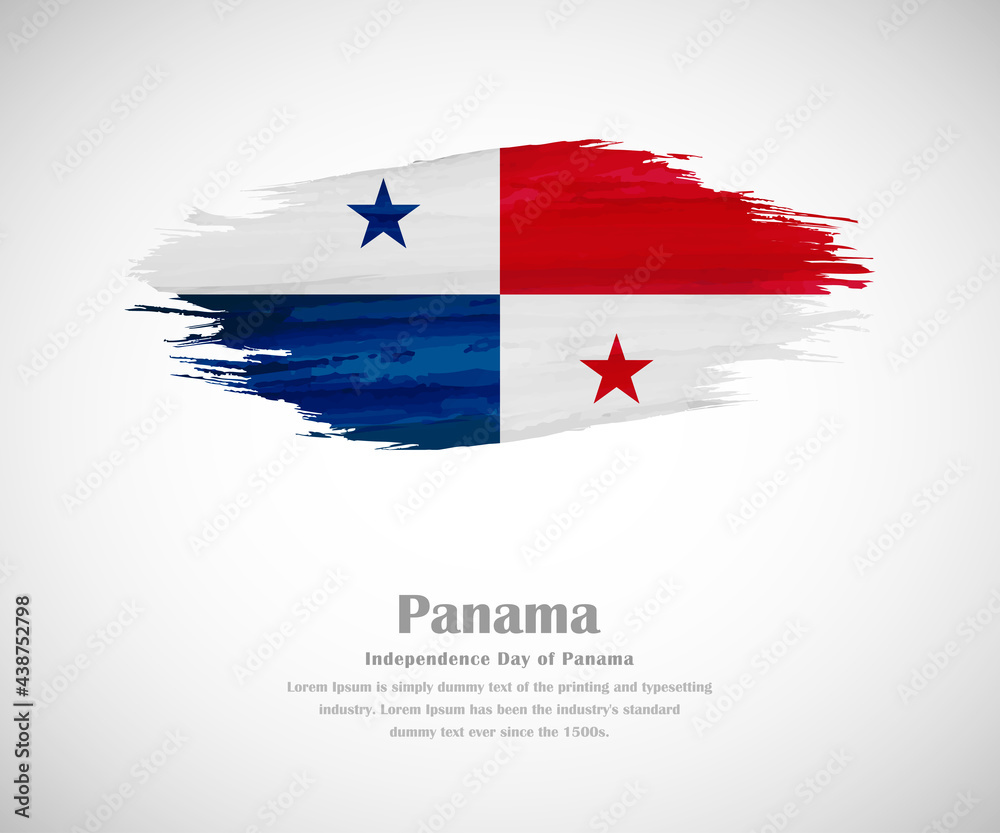 Abstract brush painted grunge flag of Panama country for Independence day