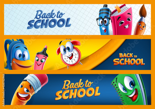 frame with school graphics with cheerful cartoon characters