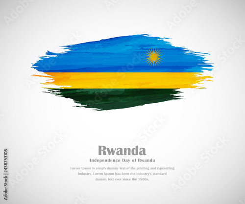 Abstract brush painted grunge flag of Rwanda country for Independence day