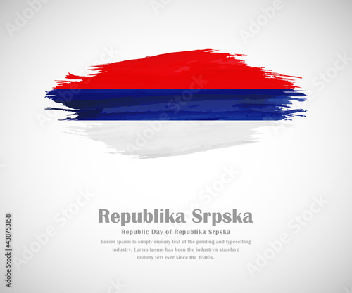 Abstract brush painted grunge flag of Republika Srpska country for Republic day