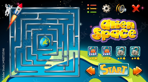Maze game with space theme template