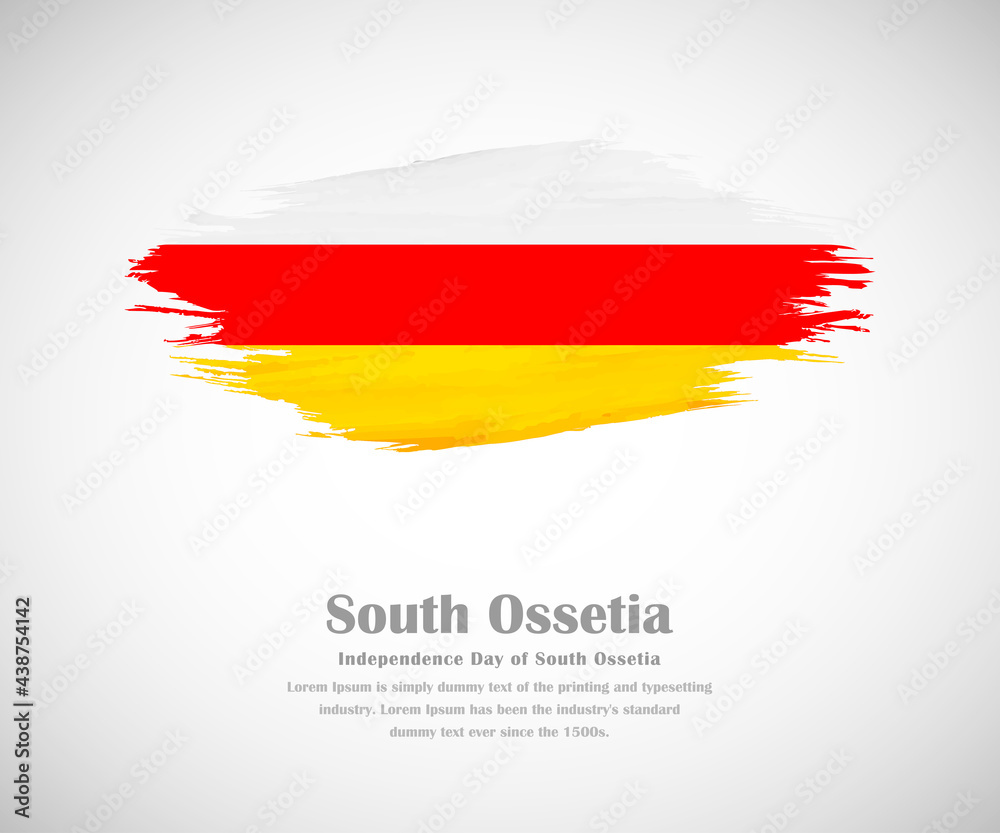 Fototapeta premium Abstract brush painted grunge flag of South Ossetia country for Independence day
