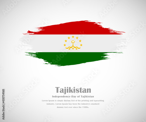 Abstract brush painted grunge flag of Tajikistan country for Independence day