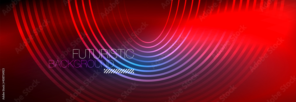 Dark abstract background with glowing neon circles. Trendy layout template for business or technology presentation, internet poster or web brochure cover, wallpaper Dark abstract background with glowing neon circles. Trendy layout template for business or technology presentation, internet poster or web brochure cover, wallpaper