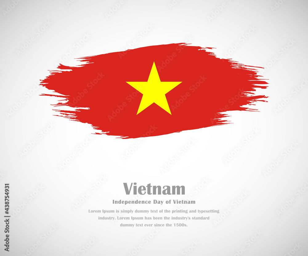Fototapeta premium Abstract brush painted grunge flag of Vietnam country for Independence day