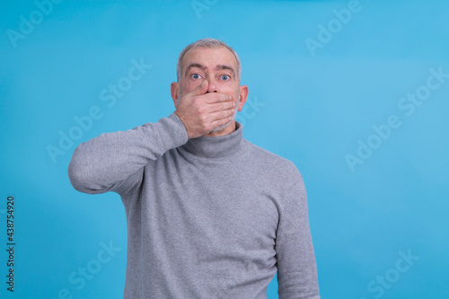 man with stressed or worried gesture isolated