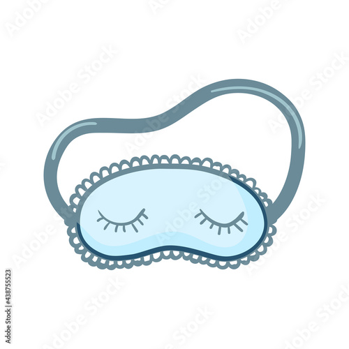 Sleeping mask vector ikon. Sleeping night eye accessory blindfold relax in traveling illustration. Nighty sleepy face protection asleep flat cartoon isolated on white for poster, sticker, cards