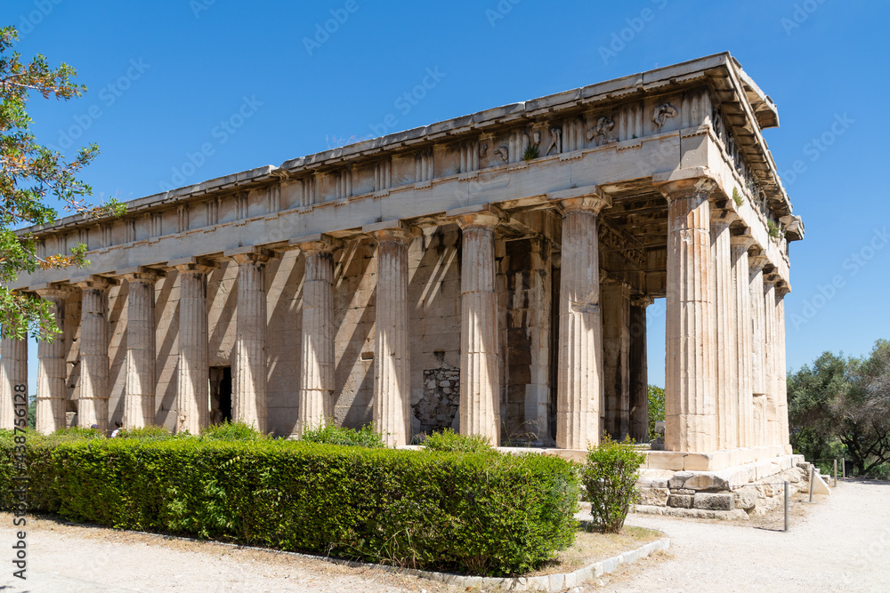 The Temple of Hephaestus, located in the Agora of Athens, Greece