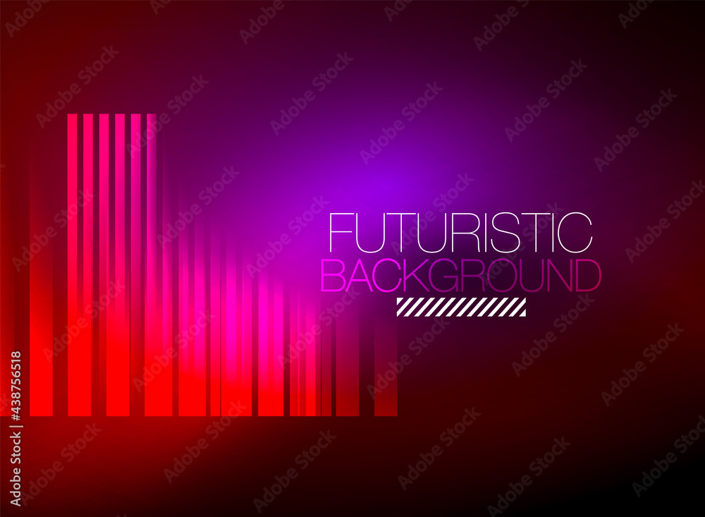 Fototapeta premium Bright neon color techno abstract background, shiny glowing neon lines in the dark background