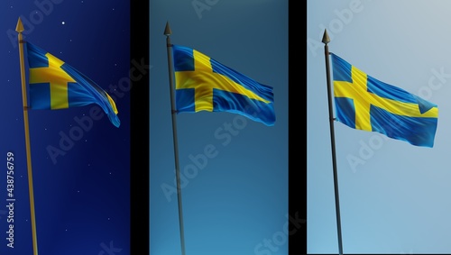Canvas Print Abstract Sweden Flag 3D Render (3D Artwork)