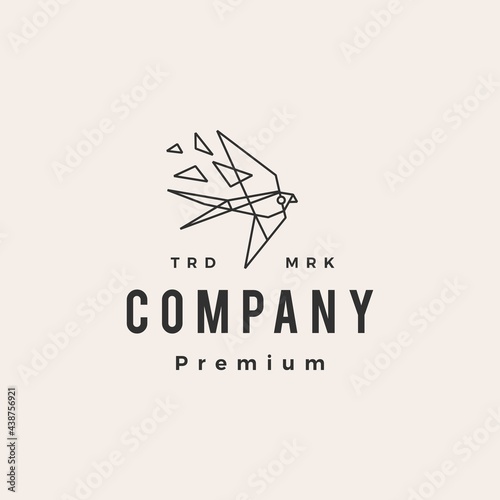 geometric swallow bird hipster vintage logo vector icon illustration