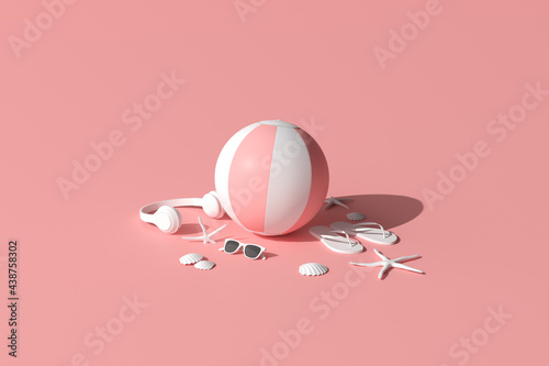 Canvas Print Mock up of pink summer beach concept