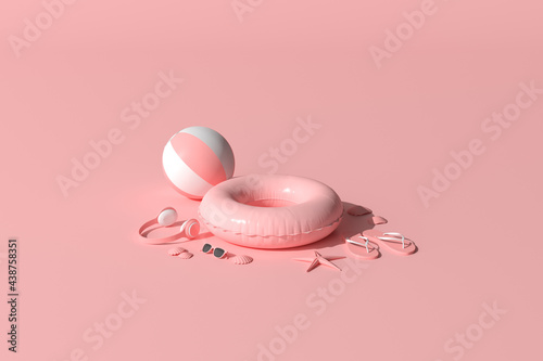 Obraz na plátně Mock up of pink summer beach concept
