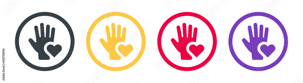 Volunteer and charity icons vector. Participation concept.