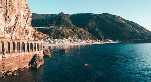 Fototapeta Naklejka Na Ścianę i Meble -  Scilla, città in Calabria vista aerea sul mare