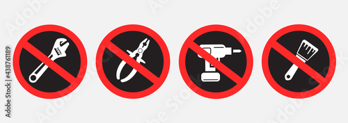 do not use repair tools sign symbol set