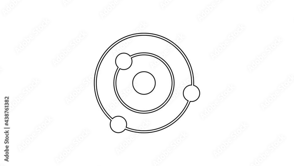 Black line Solar system icon isolated on white background. The planets revolve around the star. 4K Video motion graphic animation Black line Solar system icon isolated on white background. The planets revolve around the star. 4K Video motion graphic animation
