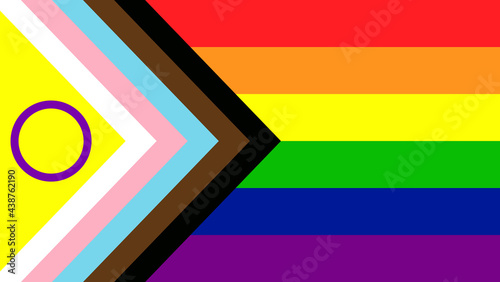New LGBTQ Pride Flag Vector. New & Updated Intersex Inclusive Progress Pride Flag. Banner Flag for LGBT, LGBTQ or LGBTQIA+ Pride.	

 photo