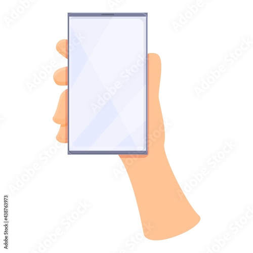 Hand take phone tu web surf icon. Cartoon of Hand take phone tu web surf vector icon for web design isolated on white background