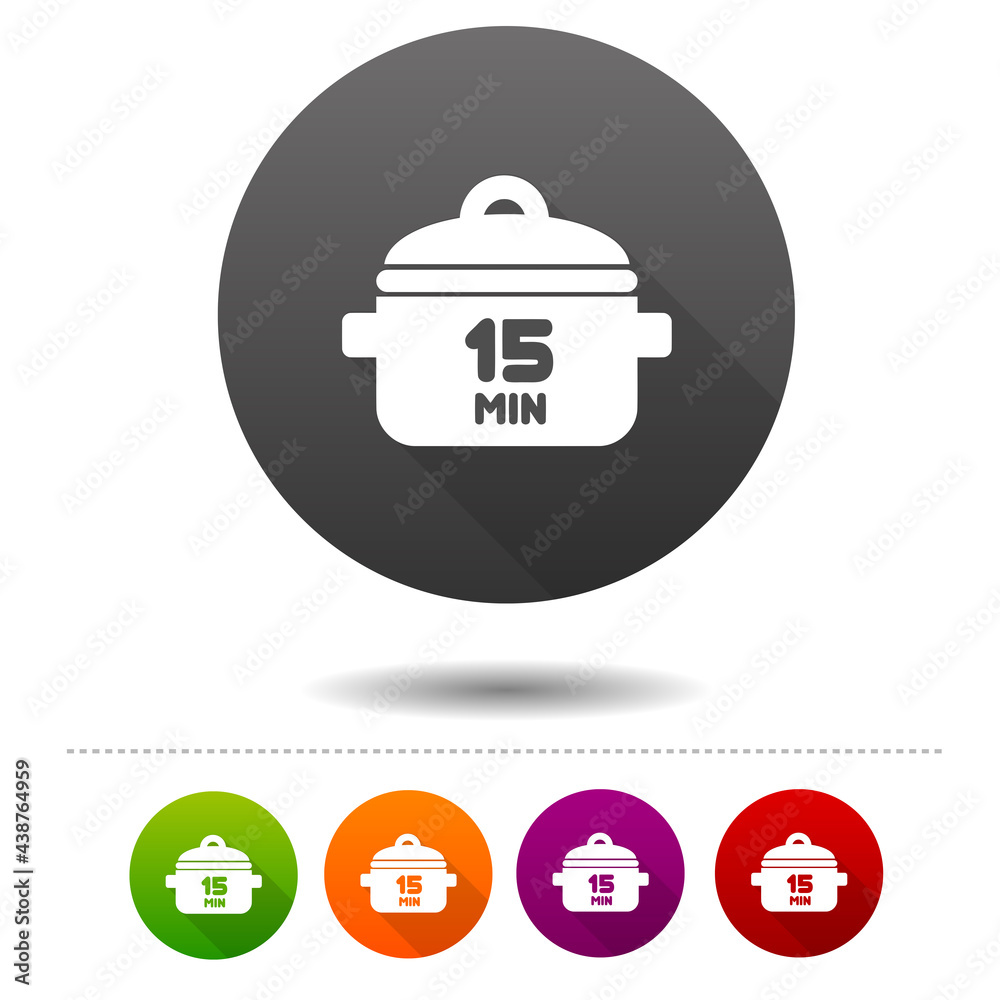 Fototapeta premium 15 Minutes Cooking icon. Boil symbol sign. Web Button.