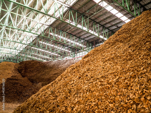 Wood chipper was kept in biomass power plant by apply to fuel of burner.