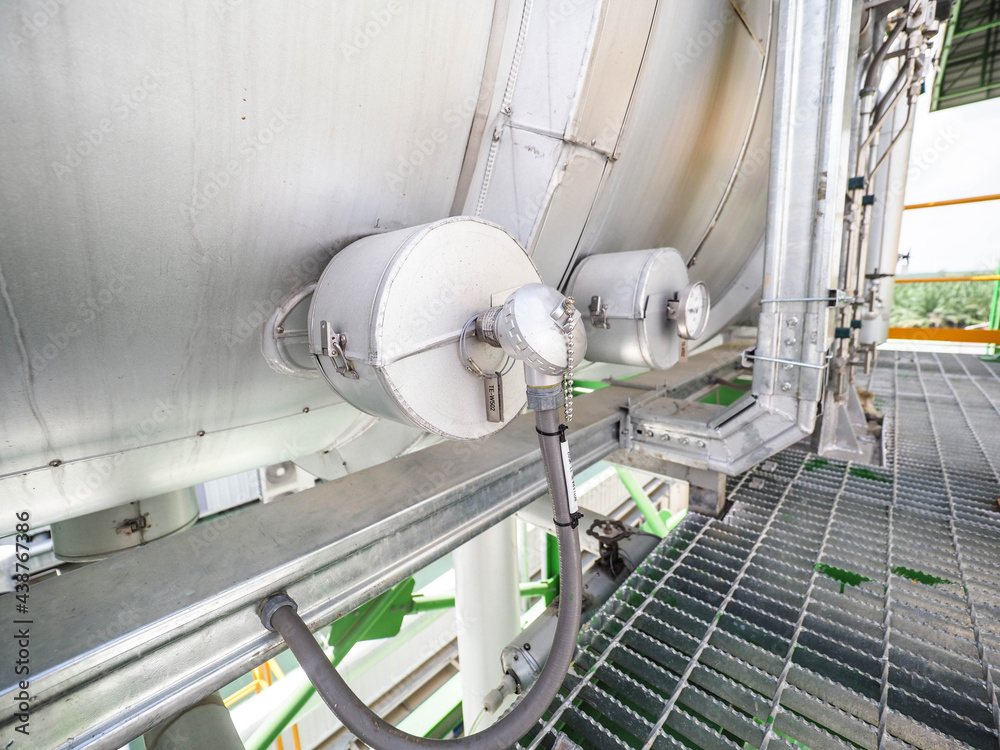 Temperature sensor for measuring instrument close up in industry zone at power plant. Temperature sensor for measuring instrument close up in industry zone at power plant.