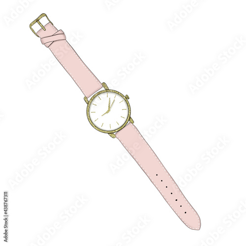 Pink Watch Hand Drawn Illustration 