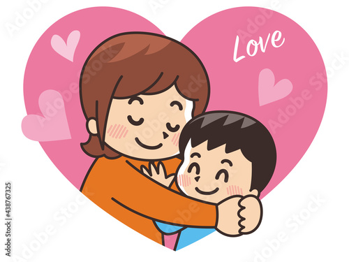 抱き合う母と息子　母の日