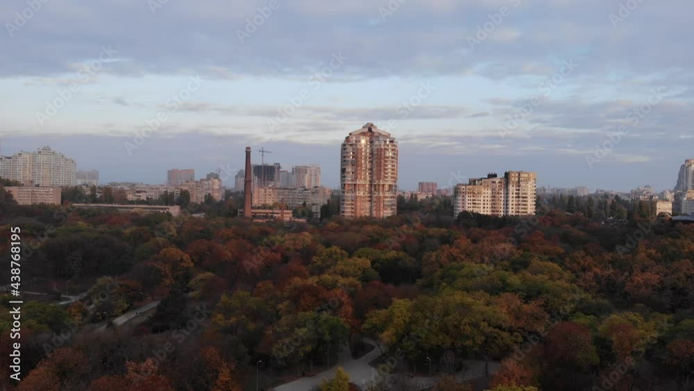 city at dawn with park and river city at dawn with park and river