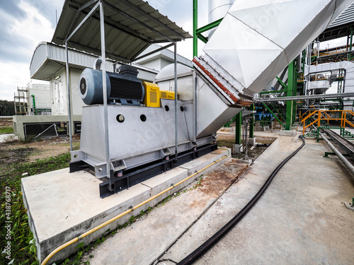Fotografie Forced Draft Fan pump in biomass power plant during construction.