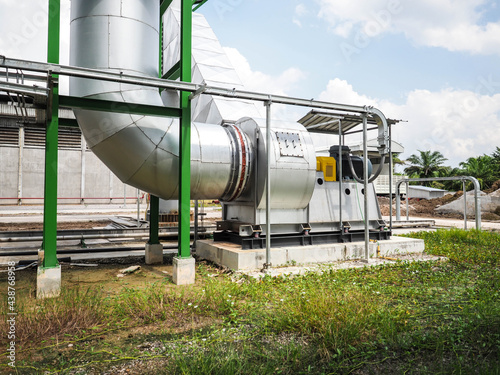 Photography Forced Draft Fan pump in biomass power plant during construction.