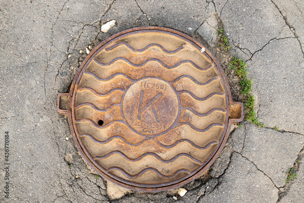 manhole cover on the street