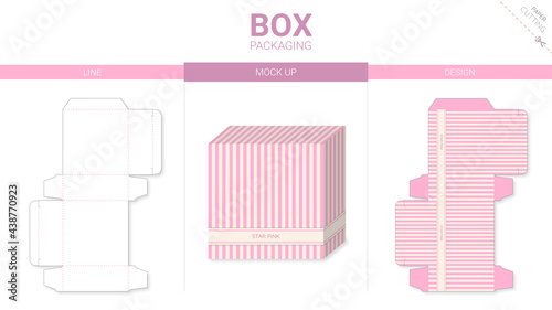 Box packaging and mockup die cut template