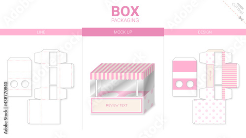 Box packaging and mockup die cut template